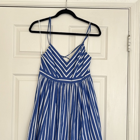 J.Crew Long Drapey Spaghetti-strap Maxi in White Blue Stripe Dress - Picture 6 of 13